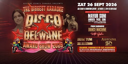 DISCO DEEWANE – ZAT 26 SEPT 2026 – GIA TRADE CENTER – THE HAGUE — familie-kids in Den Haag