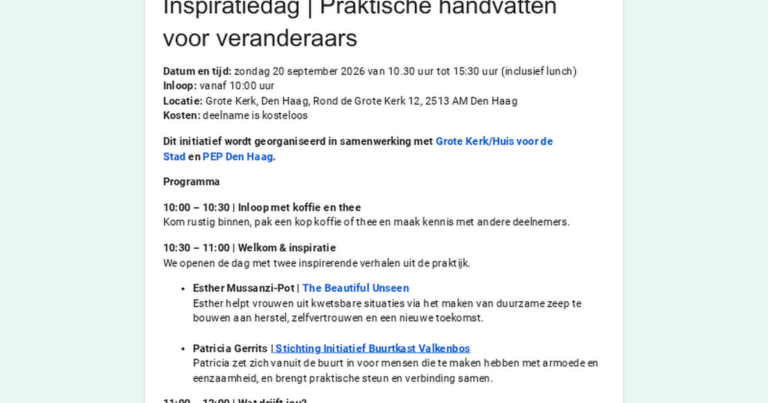 Praktische handvatten voor veranderaars — sport in Den Haag
