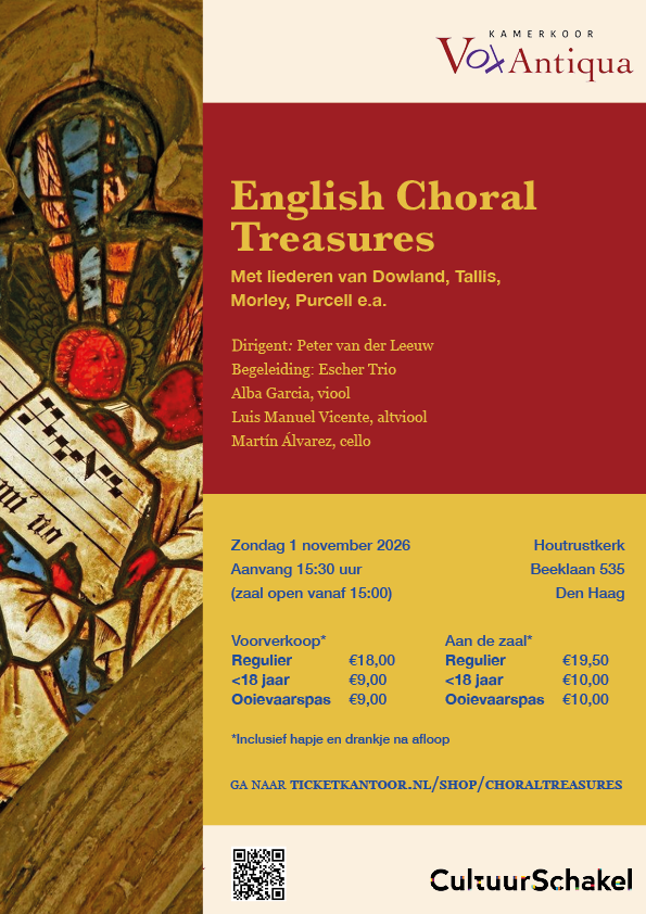 Kamerkoor Vox Antiqua – English Choral Treasures — muziek in Den Haag